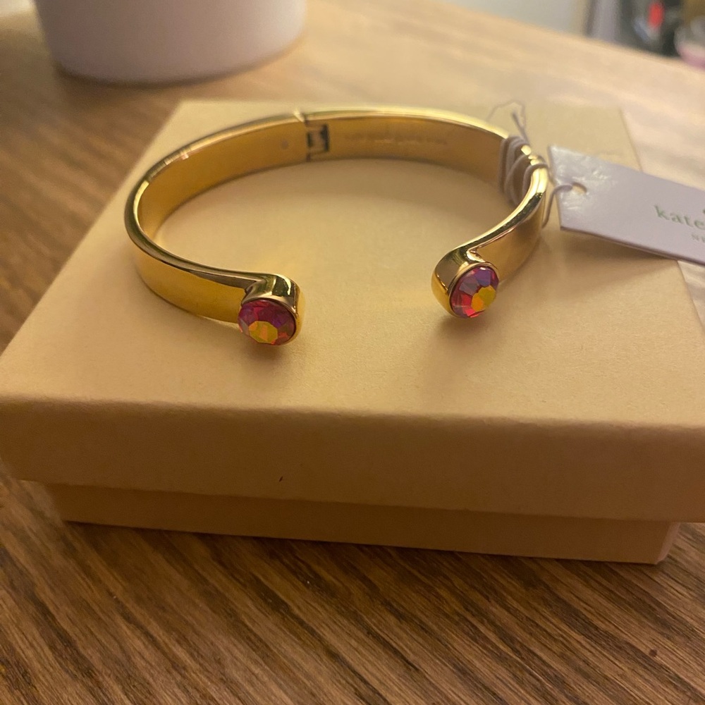Sale!!! kate spade ♠️ forever gems Gold and Red Cuff Bracelet NWT